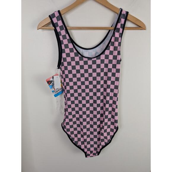 Looney Tunes Large Body Suit Pink Black Checkered Bugs Bunny Bodysuit - Picture 3 of 5